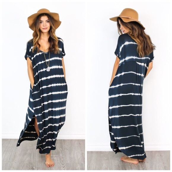 Tie dye pocketed maxi dress