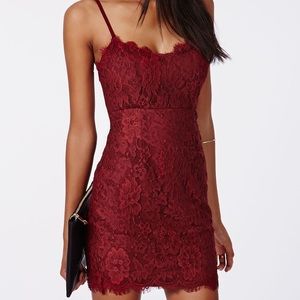 Eyelash Lace Mini Dress in Wine