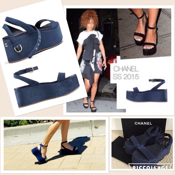 SOLD!!!!!!Chanel suede blue sandals‼️💋