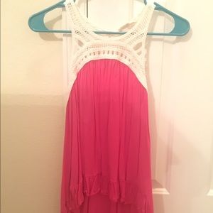 Altard state pink tank top with crochet