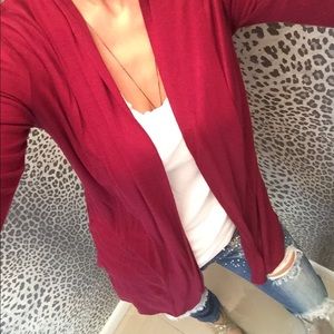 Wine red blazer, simple and stylish