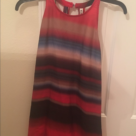 BB Dakota red watercolor tank top with open back
