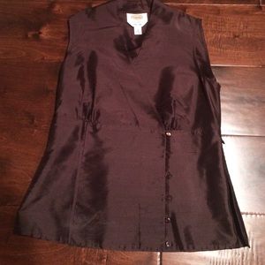 Talbots brown silk blouse