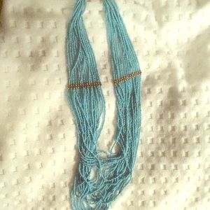 Turquoise colored waterfall beaded necklace