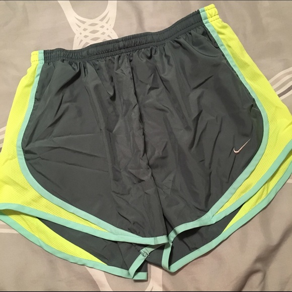 Hunter green with bright green Nike dri fit shorts