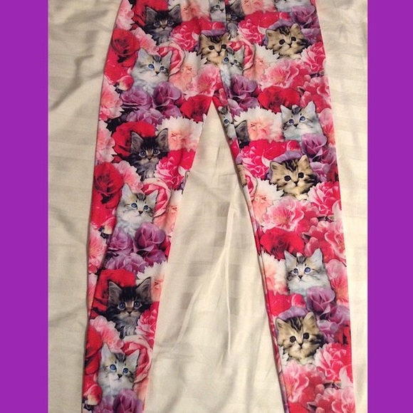 SOLD Floral Kitten Leggings