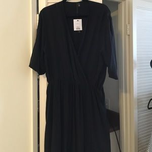 NWT Top shop 100% silk midi/long black wrap dress