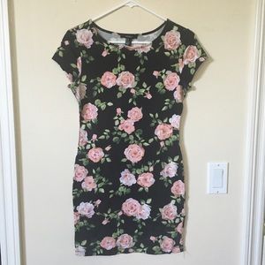 Black floral bodycon dress
