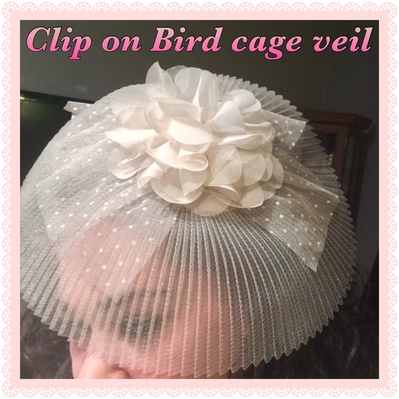 Vintage  Polka dot & flower bud, cage veil