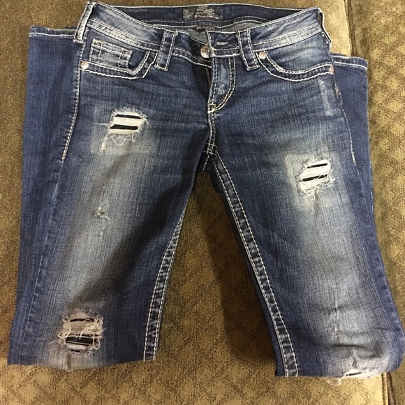 Silver distressed Bootcut jeans