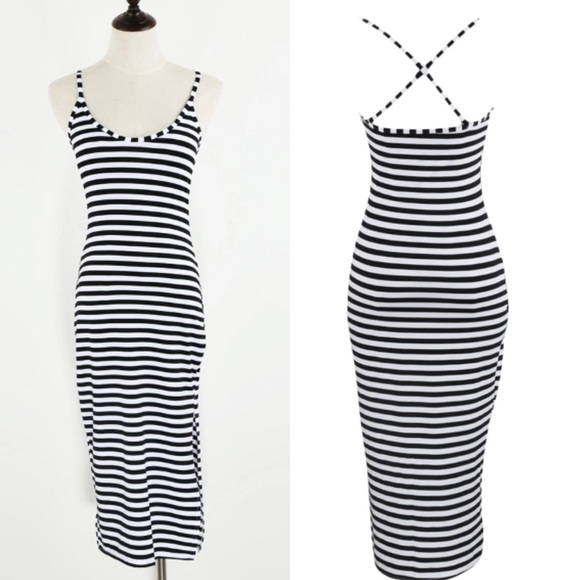 🌟SALE OF THE DAY🌟💟Striped Body Con Midi Dress💟 - Picture 3 of 3