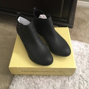 Cathy Jean Black Suede Double Zip Booties
