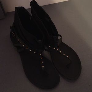 Black suede boogie sandals