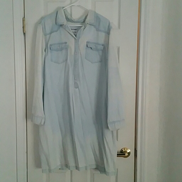 Distressed jean shirt dress