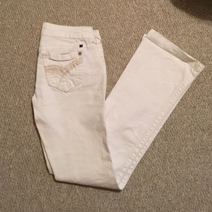 White flare jeans