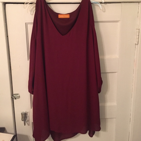 Ashley Hilton burgundy dress