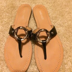 Excellent condition black flat sandals