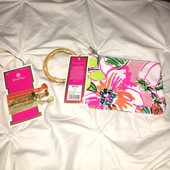 Lilly Pulitzer clutch with hair ties