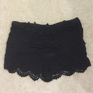 Black Crochet Lace Shorts