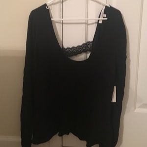 Lovers + friends black blouse with scoop back. L