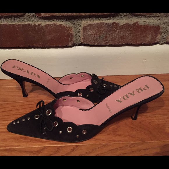 Suede Rivet Prada Mules -- SZ 38