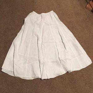 White, medium length, 100% linen skirt