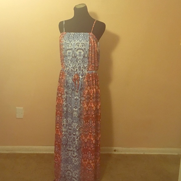 Beautiful printed multi colored summer maxi dress