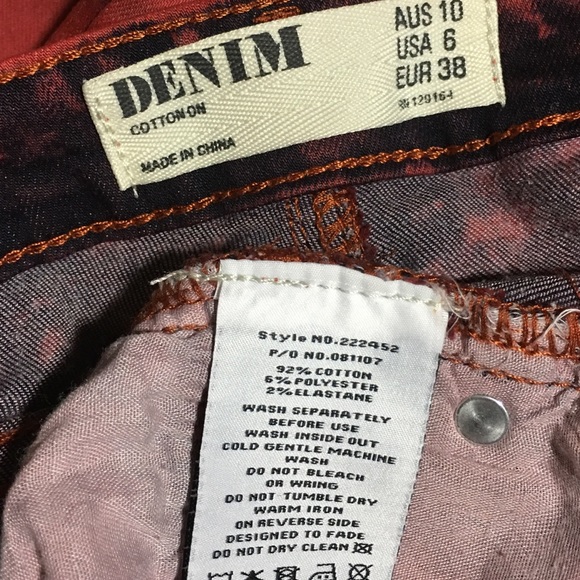 COTTON ON Red Jeans/Jeggings. Wash Cold. Size 6 - Picture 5 of 6