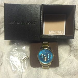 Michael Kors Gold watch with BlUe Face