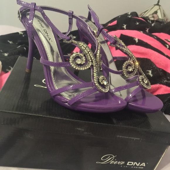 Purple bling high heels