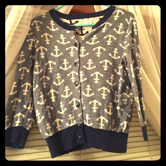 Three quarter sleeve anchor sweater