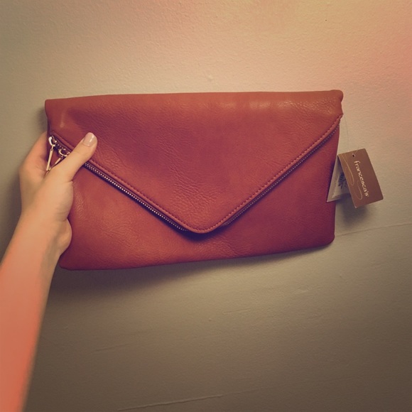 Brown leather envelope clutch - price negotiable