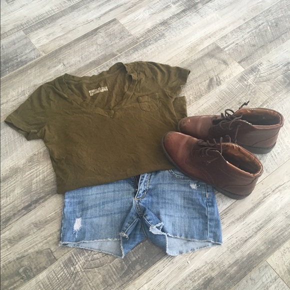Olive Green V Neck