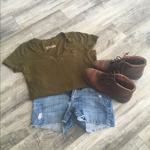 Olive Green V Neck