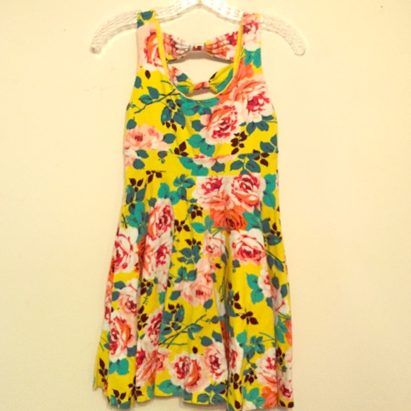 Yellow Floral Sundress with Bows on the Back