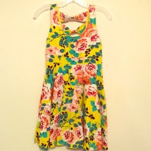 Yellow Floral Sundress with Bows on the Back