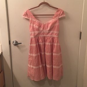 Mod Vintage Pink Lace Dress Capped Sleeve