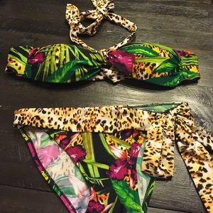 Floral and leopard bikini