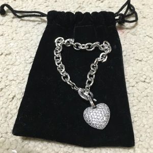 Sterling silver heart bracelet.