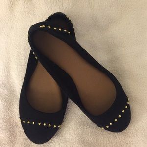 Black Flats with Gold Studs
