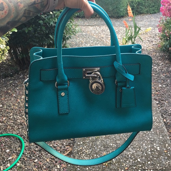 Michael Kors teal Hamilton satchel