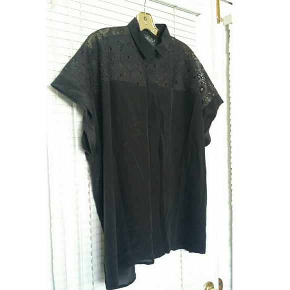 All Saints Black Silk Shirt Size  6