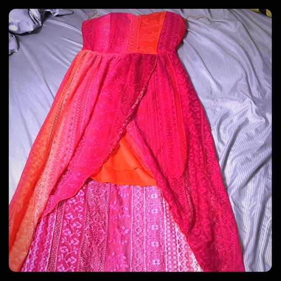 Multicolored high low dress