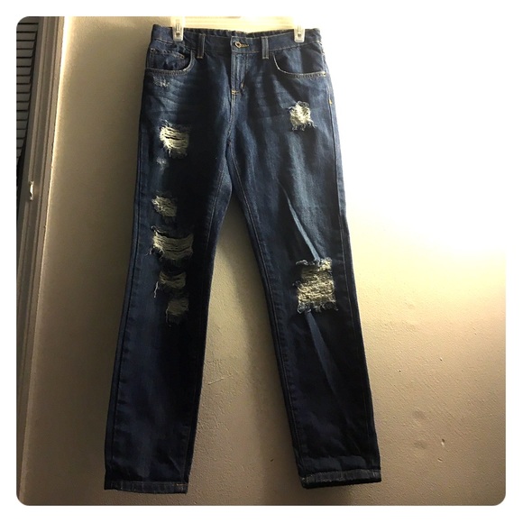 Distressed Blue Jeans