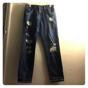Distressed Blue Jeans
