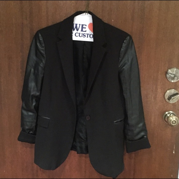 Faux leather blazer jacket