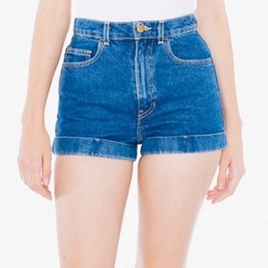 american apparel high waist jean shorts