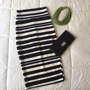 Black & White Striped Pencil Skirt