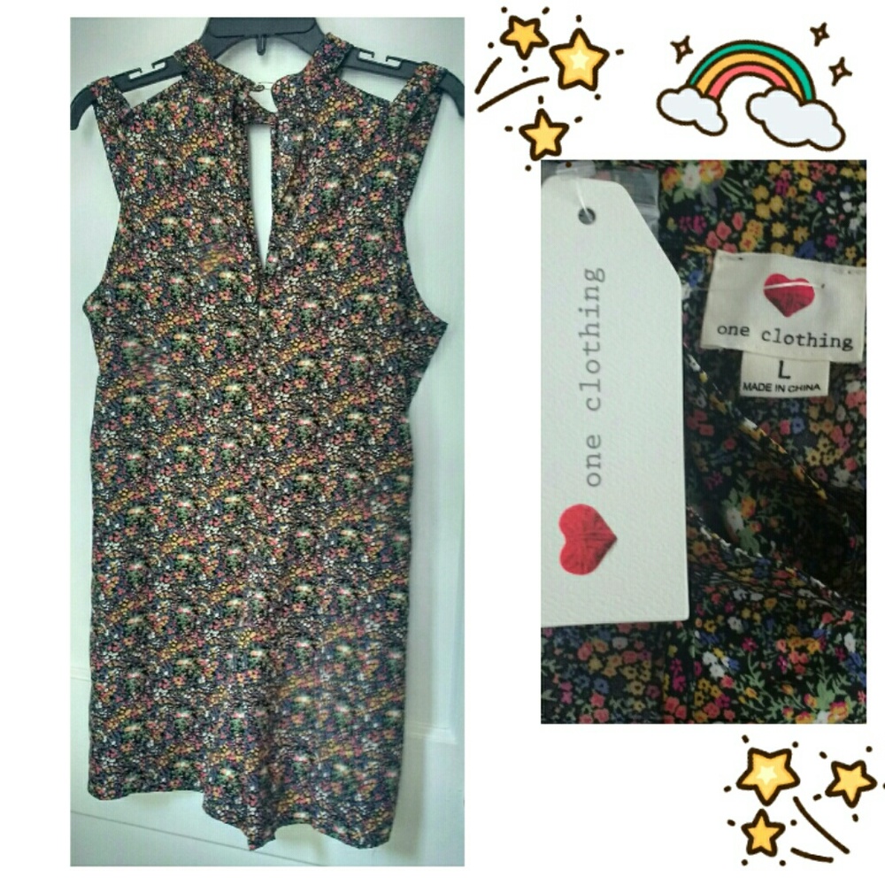 ♥ One Clothing High Neck Cold Shoulder Romper ♥ - Picture 2 of 4