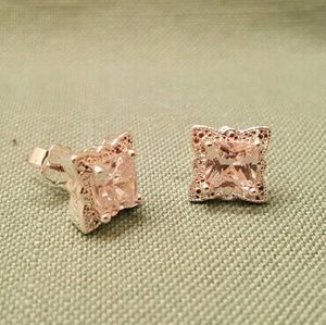 CZ Silvertone Studs